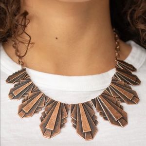 Cougar Cave Copper Edgy Geometric Necklace & Earrings Set